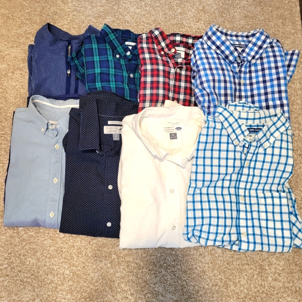 Old Navy Men's Button Up Shirts XL Men's Lot Of 7 +1 Jacket
